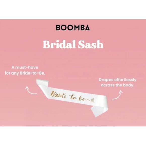 Boomba "Bride To Be" White and Gold Satin Bridal Sash NWT - Picture 5 of 8